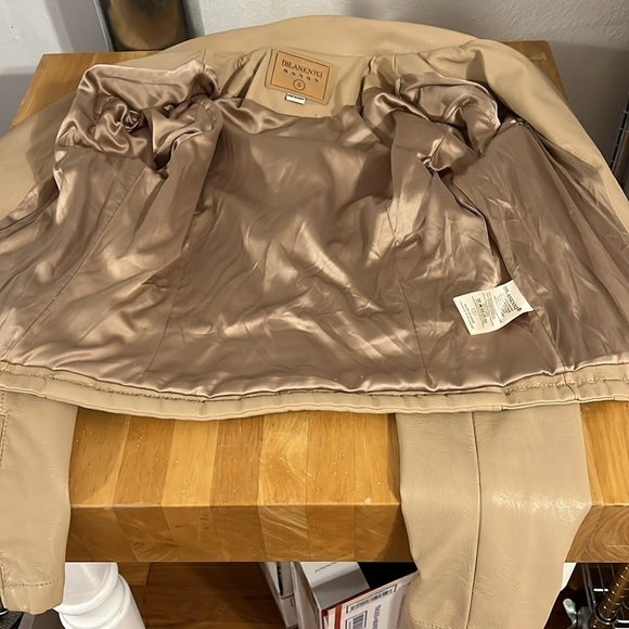 BlankNYC Woman’s Size S Faux Leather Camel Tan Traditional Motto Biker Jacket - Picture 10 of 12